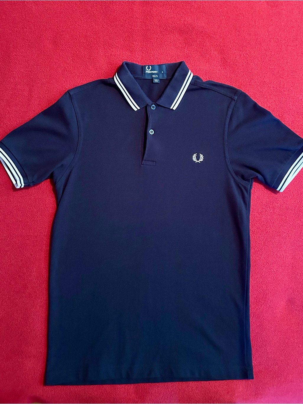 Fred Perry Slim Navy Polo With Twin Tipping